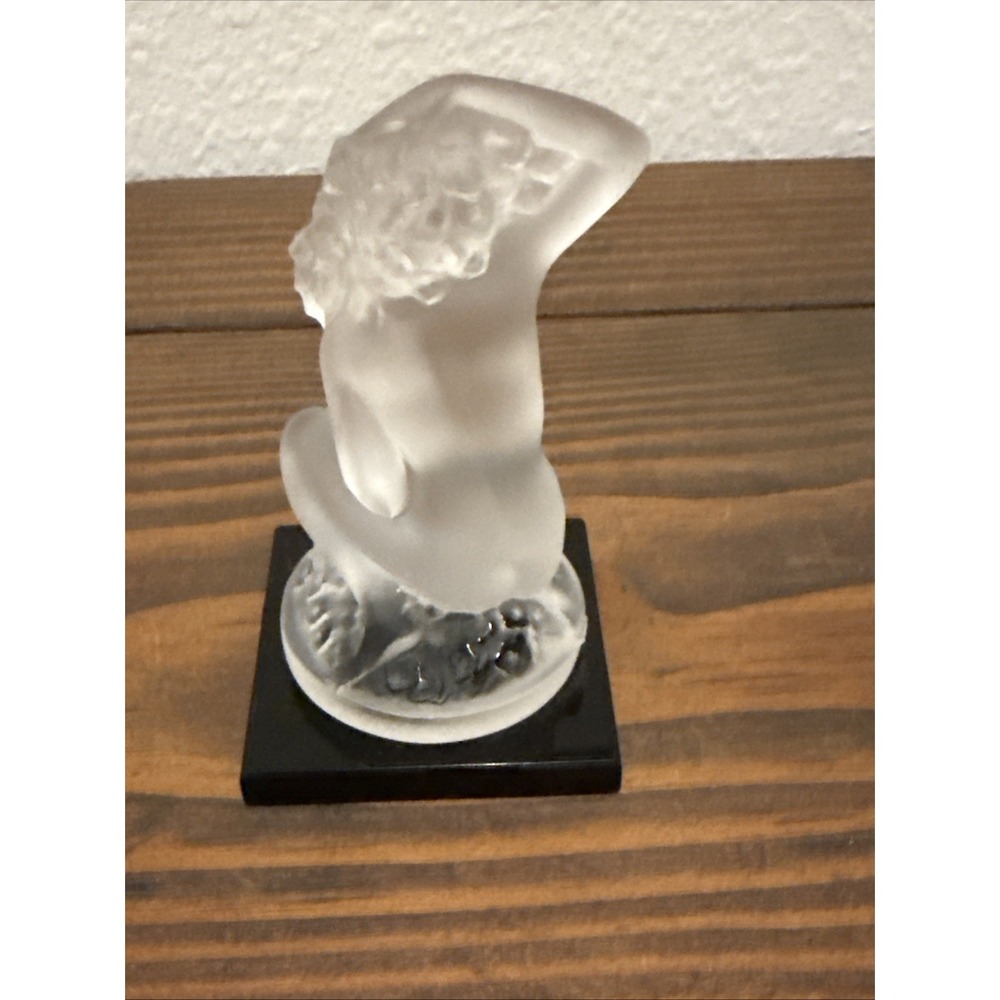 Lalique Frosted Crystal "Floreal" Figure Nude Woman on Black Base, France, 3.5" - Picture 3 of 7